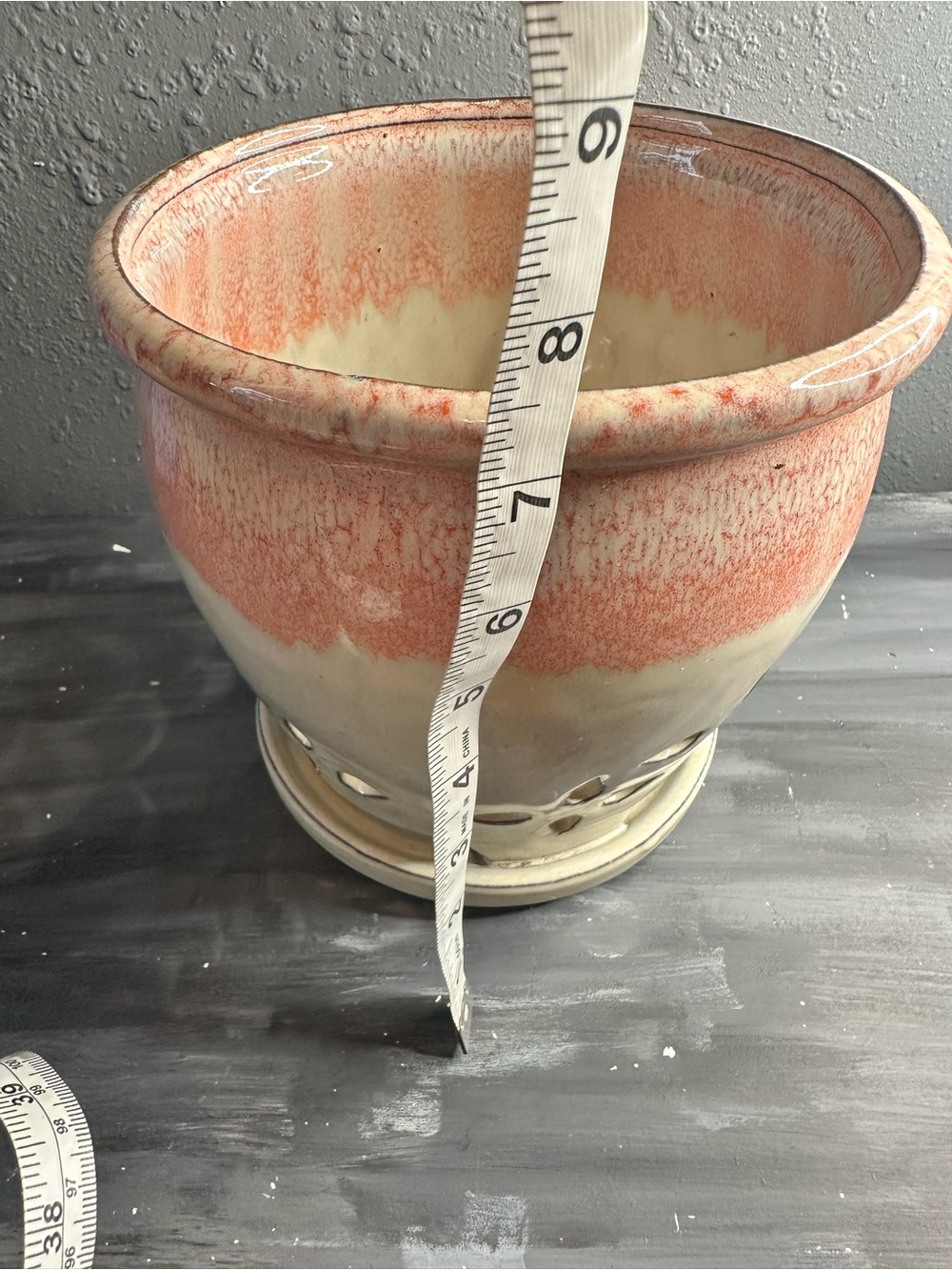 Ceramic pink drip glazed orchid flower vase large - Picture 6 of 6